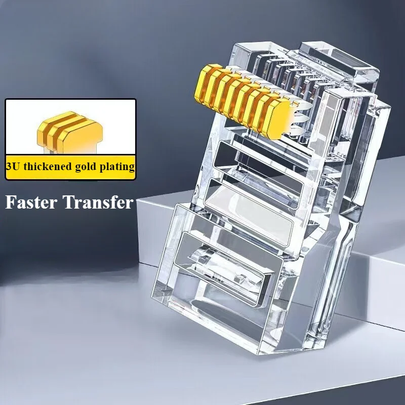 Plugues modulares para 23AWG fio de par trançado, RJ45, conectores Cat6, 3 pinos, 8P8C, 100pcs