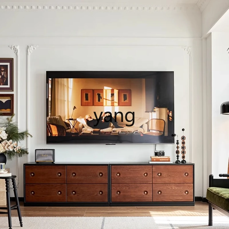 

YHM Vintage Floor-standing TV Cabinet Side Multi-functional Storage Card Door