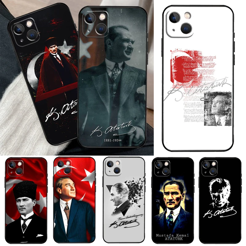 Turkey Mustafa Kemal Ataturk Phone Case For iPhone 13 14 15 16 Pro Max 11 12 XS XR X Plus Shockproof Bumper Soft Cover