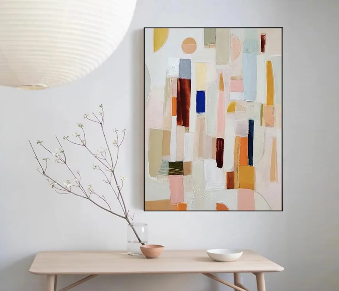 Lukisan Abstrak Warna Netral B - Abstract Oil Painting ulasan dan harga