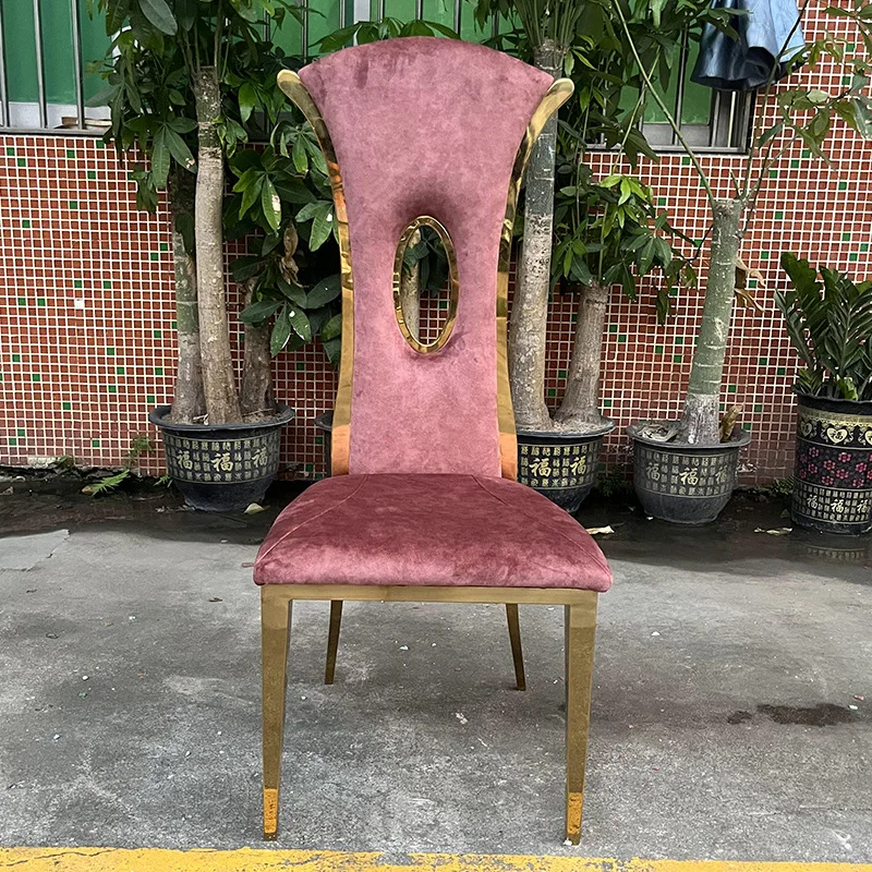 Backrest hotel club chair high-end creative design stainless steel chair flannel chair backrest villa fashion banquet meal