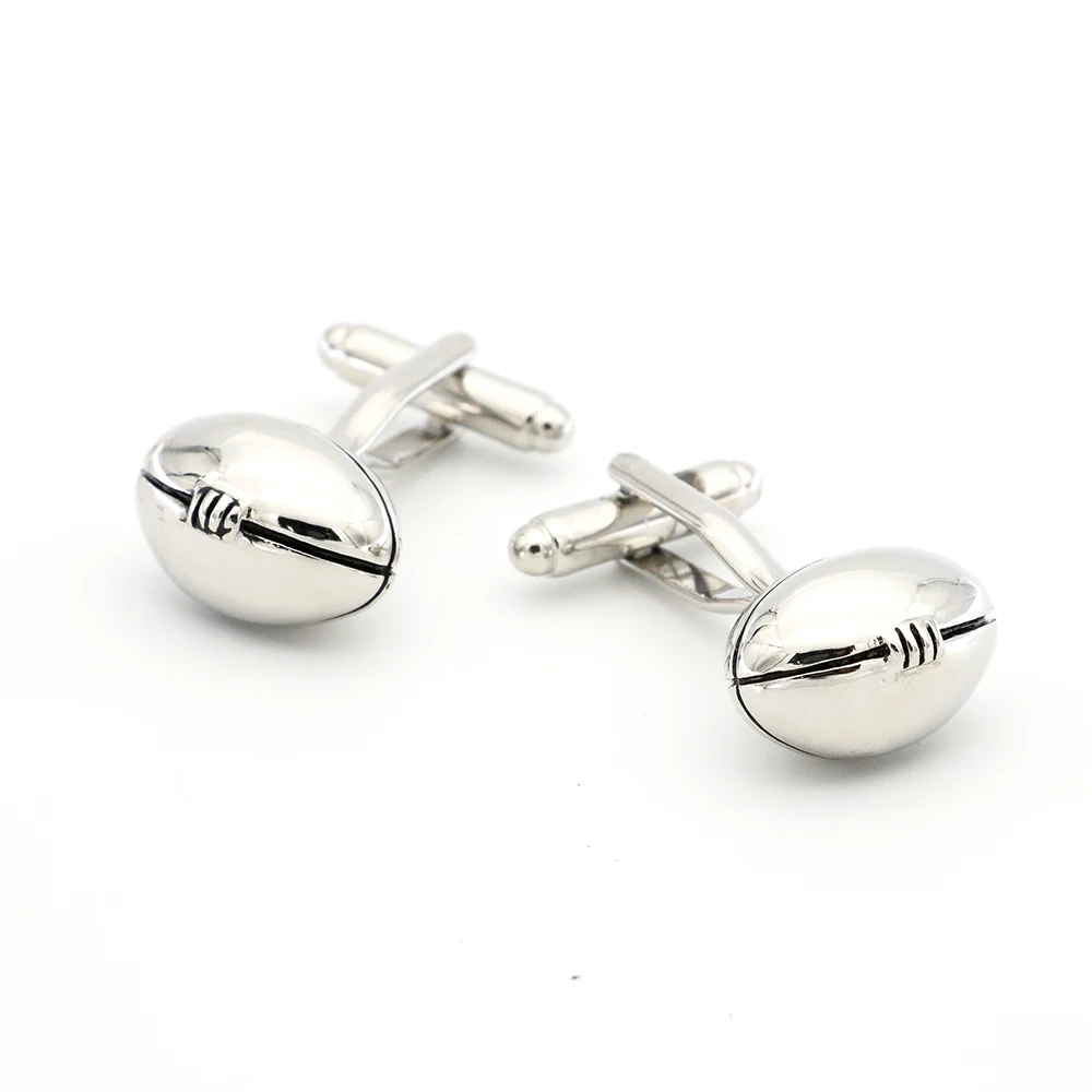 Sport Rugby Design Football Cufflinks For Men Quality Copper Material Silver Color Cuff Links Wholesale&retail