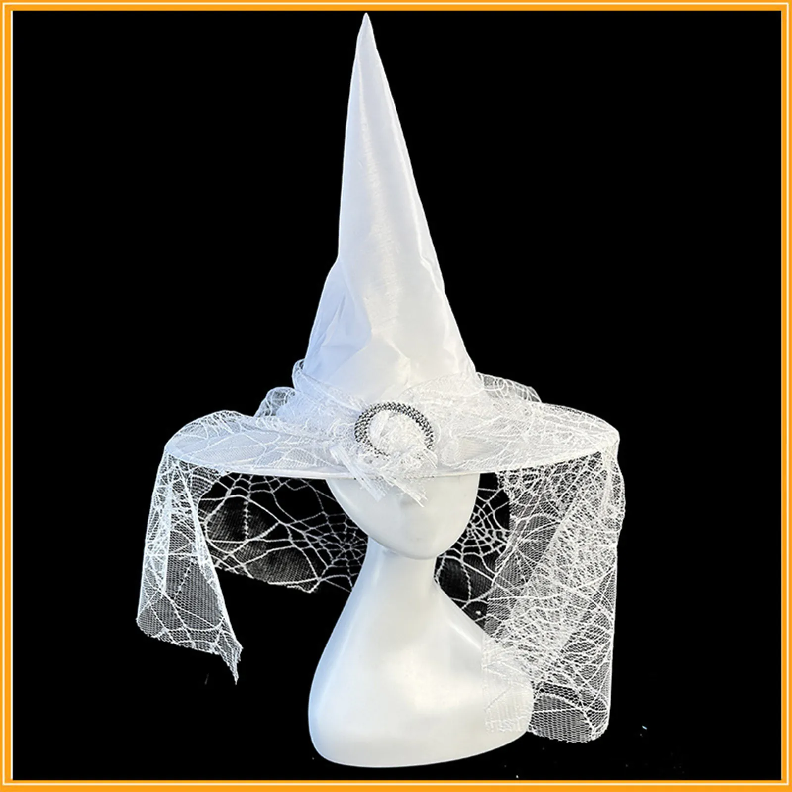 Biały kapelusz czarownicy z woalką dla dorosłych na Halloween, imprezę cosplay, kapelusz czarodzieja, kostium księżniczki dla dziewczynek, akcesoria do przebierania, rekwizyty do występów