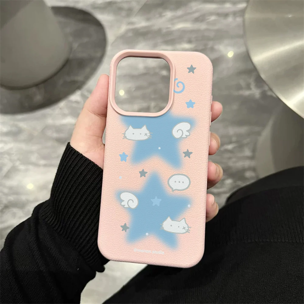 Coque de téléphone en silicone mat motif chat blanc et nuage pour iPhone 17, 16, 15, 14, 13, 12 Pro Max, 16, 15, 14 Plus, 17, 16, 15, 14, 13, 12 Pro, 17 Air