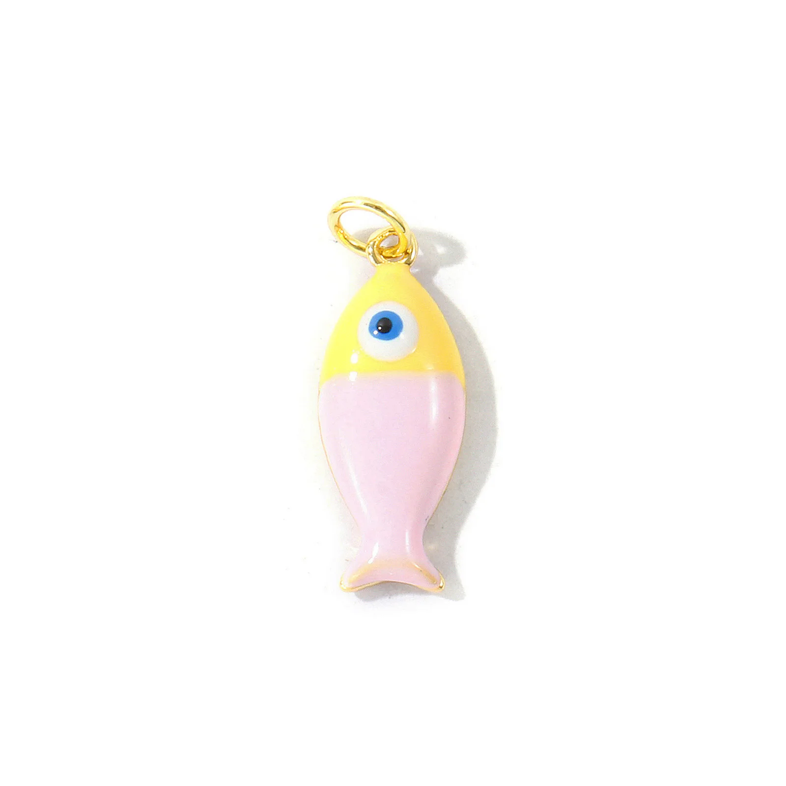 2 Stück bunte Emaille-Ozeanfisch-Anhänger, 18 Karat vergoldete Messing-Anhänger für die Herstellung von DIY-Halsketten, Armbändern und Schmuck, 24 x 8 mm. – Detail 7