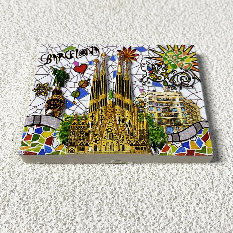 Barcelona cultural and creative tourist souvenirs high appearance level relief decoration 3d stereo church magnetic refrigerator