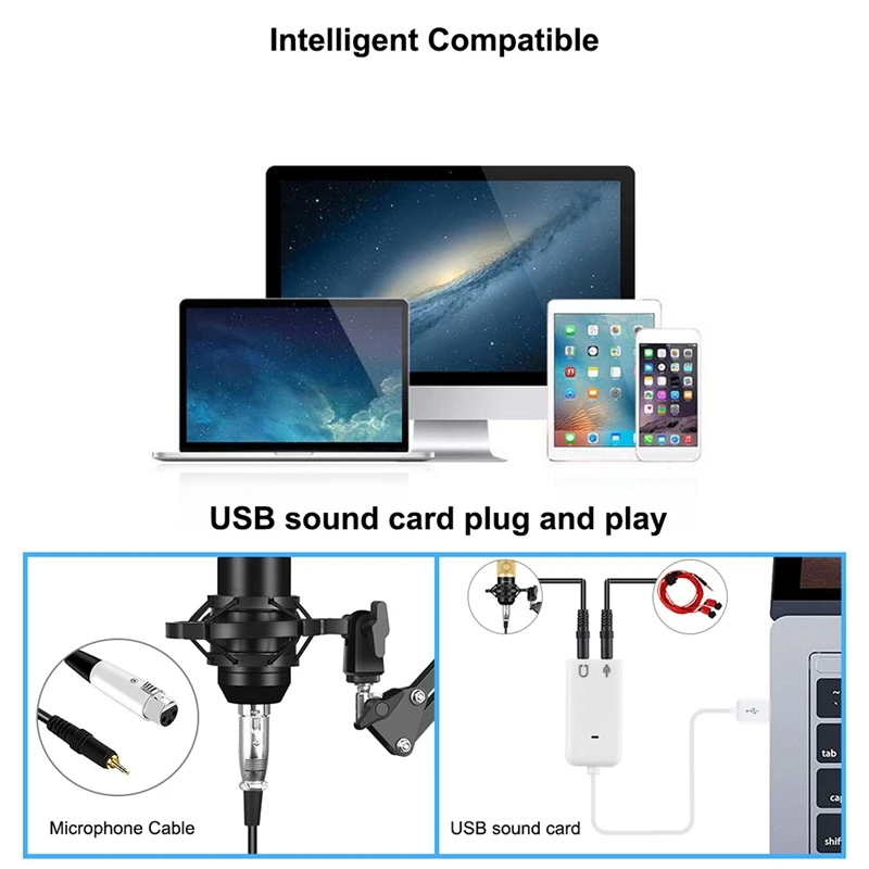 Condenser Microphone Set USB Microphone Audio Dynamic System Kit Cantilever Bracket Anti-Spray Net Set Sound Record