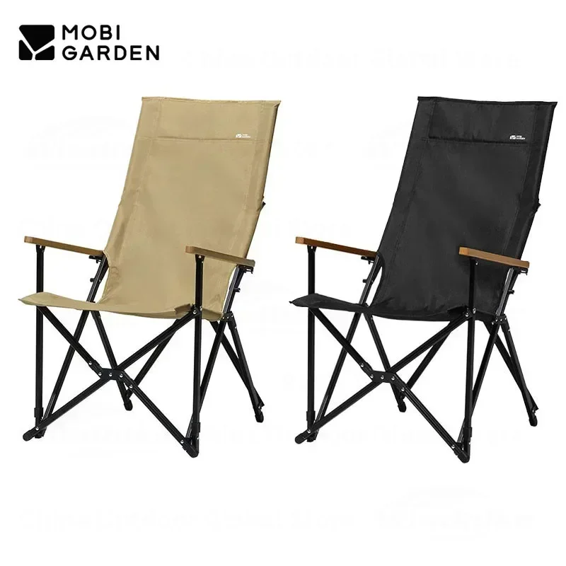 MOBI GARDEN Camping Outdoor Chair Portable Quick Folding Chair Leisure Fishing Stool Aluminum Alloy High Back with Storage Bag