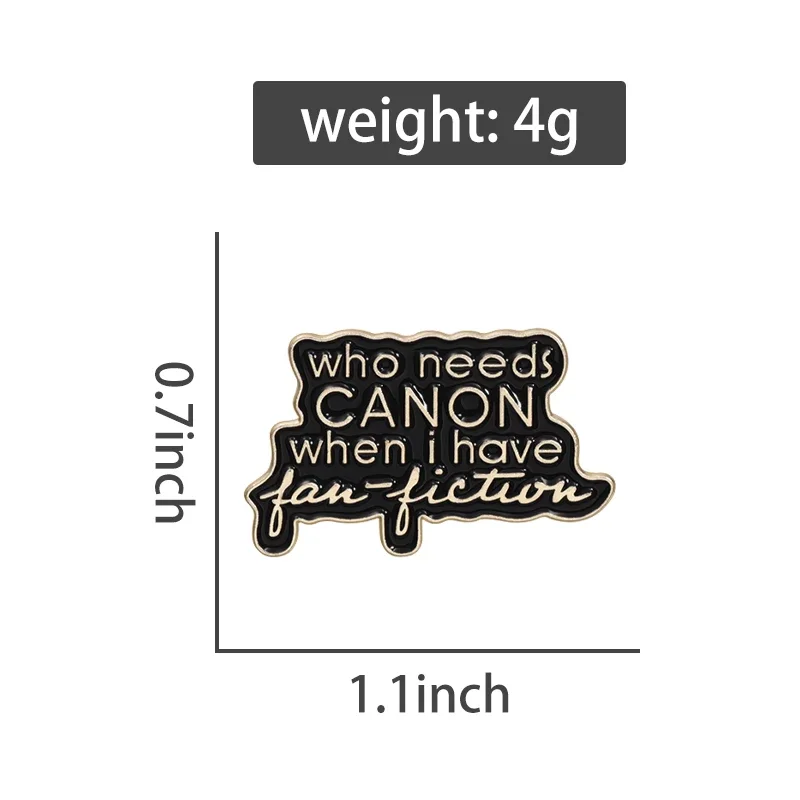 Funny Novel Enamel Pins Custom  Who Needs Canoon When I Have Fan-Fiction Brooch Clothing Lapel Badge Jewelry Gifts for Friends