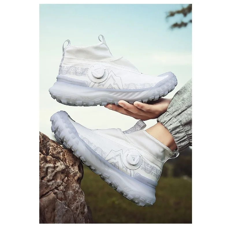Original Brand Trail Running Shoes Breathable Outdoor Walking Shoe High Top Running Sneakers Quick Lacing Sock Sport Shoes