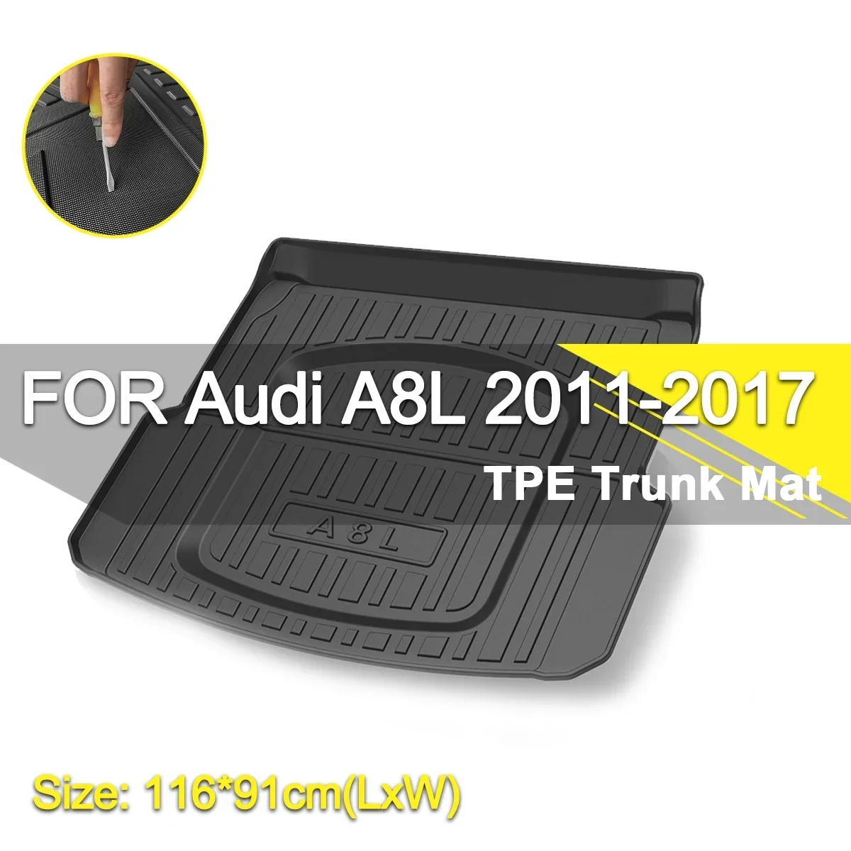 

Car Rear Trunk Cover Mat TPE Waterproof Non-Slip Rubber Cargo Liner For Audi A8L 2011-2017 Auto Accessories