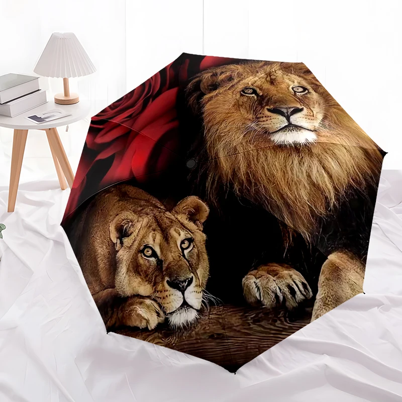1PC Lion King Umbrella, Lightweight & Portable, 8-Rib Iron Frame, Perfect for Outdoor Travel, Home Accessory, Christmas Gifts