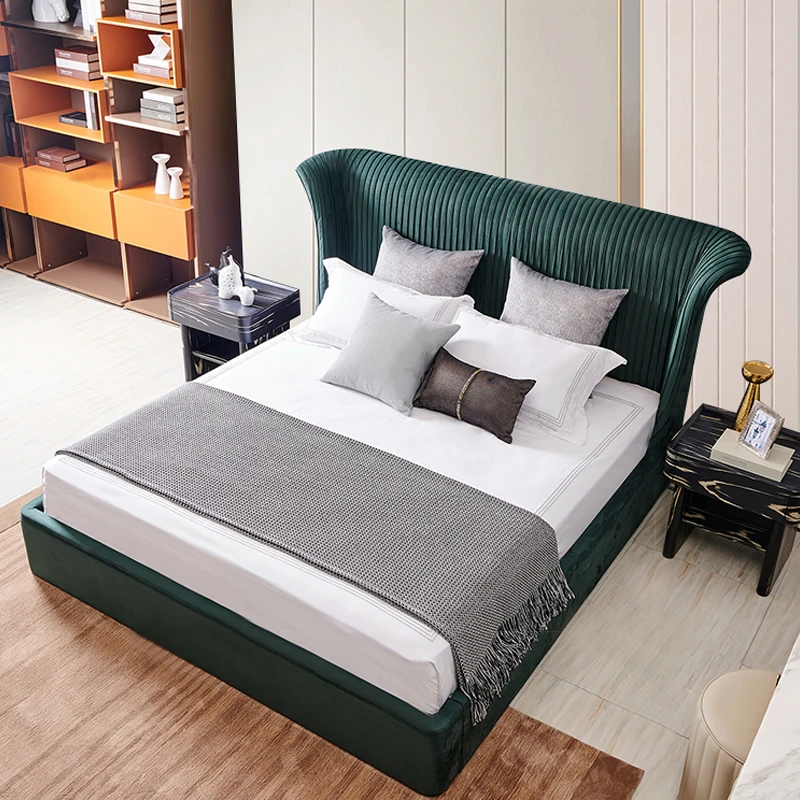 

#Stilvolles neues Design Schlafzimmer möbel Hohes Kopfteil Klassisches Samtbett Modernes bequemes italienisches Kingsize-Doppel