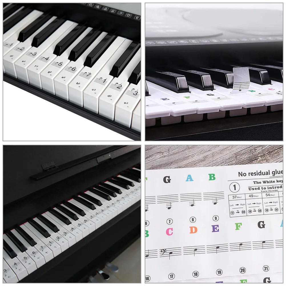 

3Pcs Piano Key Stickers Piano Keyboard Labels Removable Colorful Durable Note Decals for Beginners Learning Easy Apply