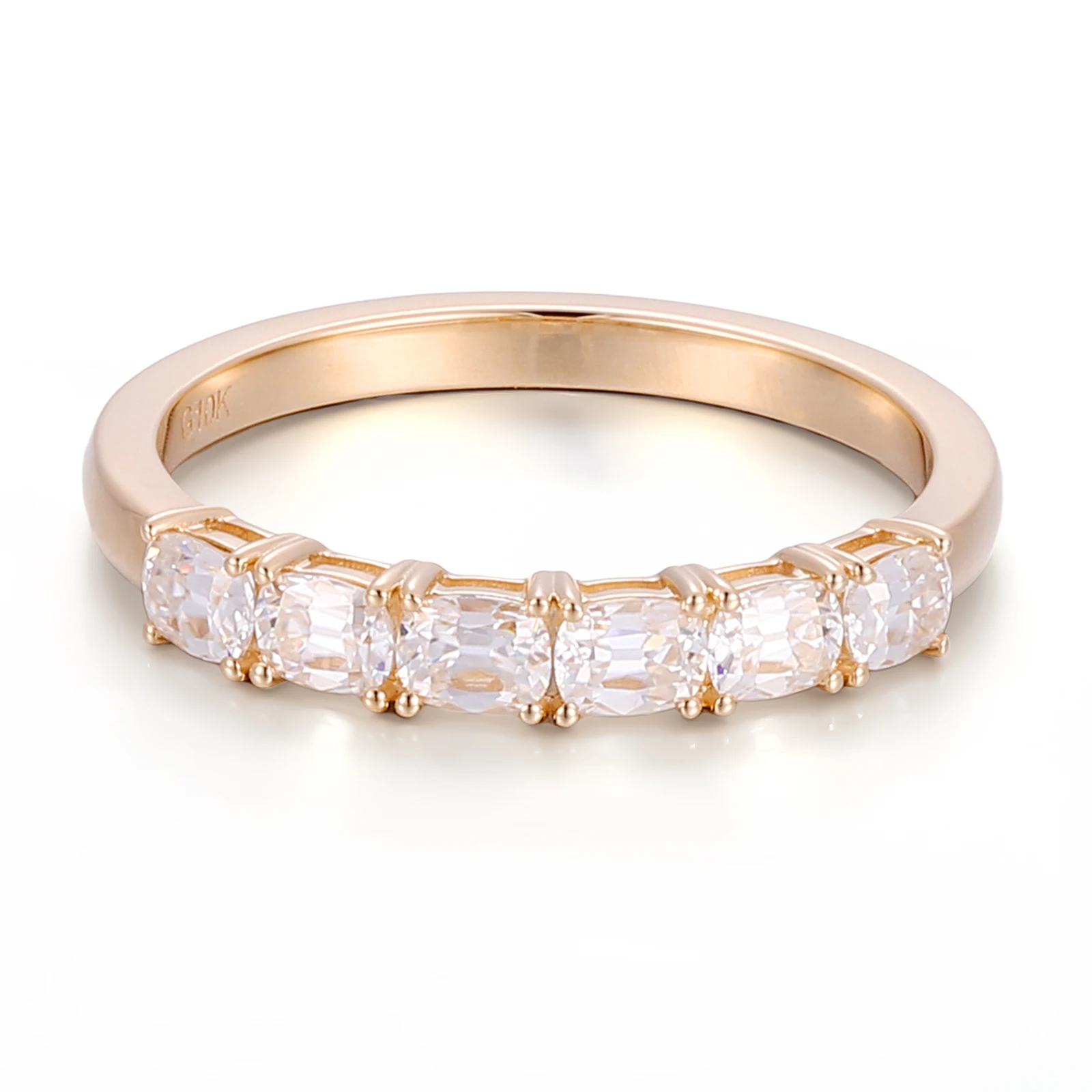 14K Yellow Gold Six-Stone Eternity Band Elongated Cushion-Cut Lab-Grown Diamond Ring Dainty Bridal Daily Wear Anniversary Gift