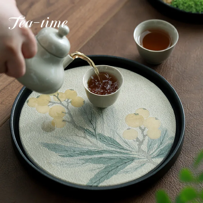 

Quick Drying Water Absorbing Tea Tray Dry Tea Table Ceramic Pot Household Small Round Kung Fu Tea Set Tea Sea Tray Wholesale