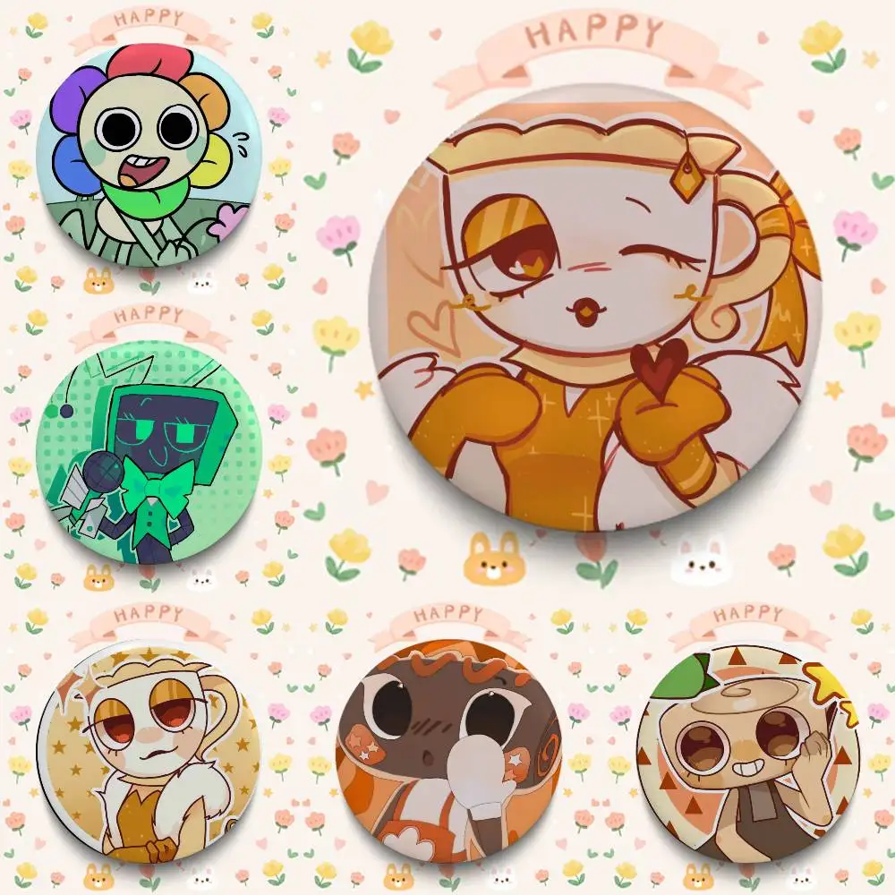 Game D-Dandys W-World 58mm Cute Anime Figure Icon Badge Handmade Tinplate Brooch For Backpack Clothes Chest Ornament Gifts S