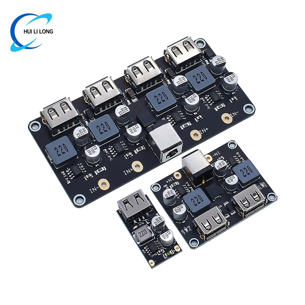 USB QC3.0 QC2.0 Понижающий преобразователь постоянного тока Зарядный понижающий модуль 6-32 В 9 В 12 В 24 В для быстрой быстрой зарядки Печатная плата 3 В 5 В 12 В