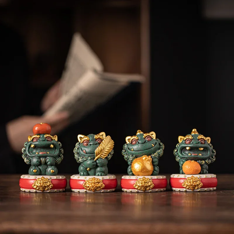 New Chinese Career Has Become High-End Niche Gifts for Leaders Cute Little Lion Table Decorations