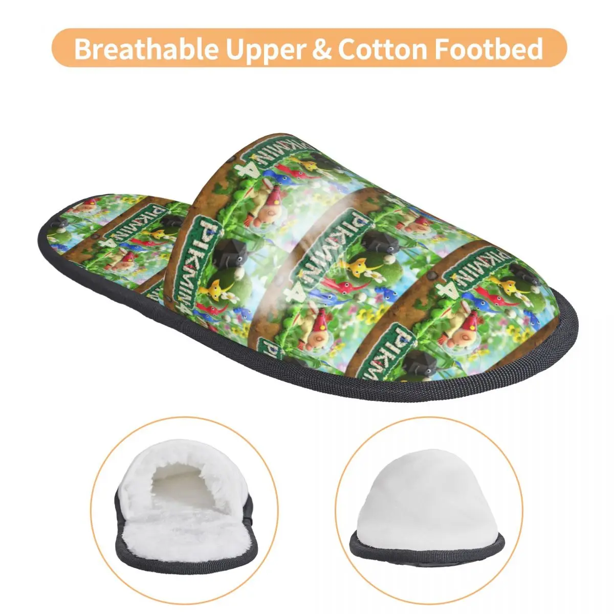 Pantoufles Pikmin personnalisées en mousse à mémoire de forme, pantoufles chaudes et douces pour femmes, chaussures confortables pour chambre à coucher