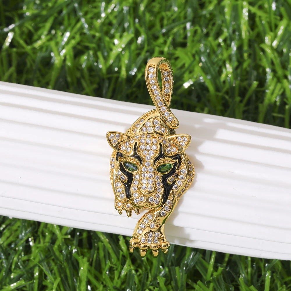 Juya 18K Real Gold Plated Luxury Designer Lion Panther Head Tiger Leopard Charms For DIY Women Men Punk Pendant Jewelry Making