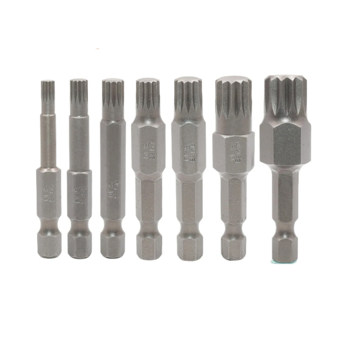 7Pcs/Set 12 Point Torx Screwdriver Bits 1/4 Hex Shank Magnetic S2 Alloy Steel Screwdriver Bit 50mm Long M4 M5 M6 M7 M8 M10 M12