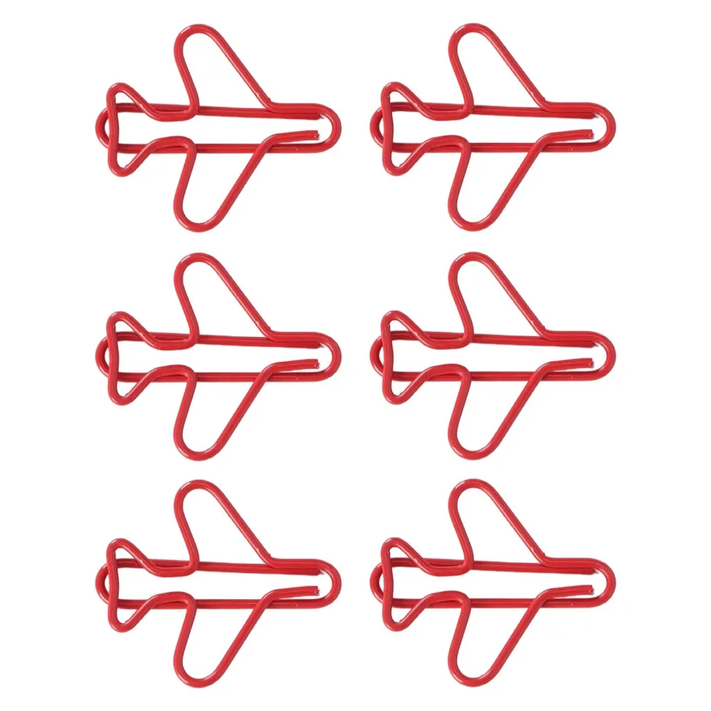 

100Pcs Red Plane Shaped Paper Clips with Storage Box Airplane Shape Cute Paper Clip Multipurpose PET Plastic-coated Wire