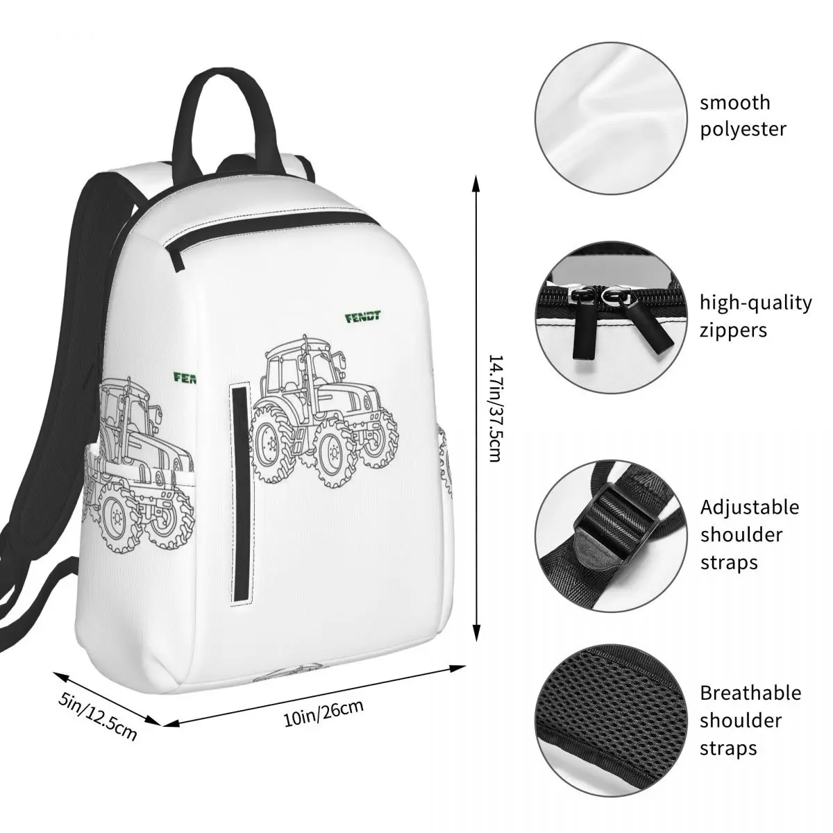 Fendt Tractor  Backpack Student BookBag Boys Girls School Bag Computer Shoulder Bags Men Women