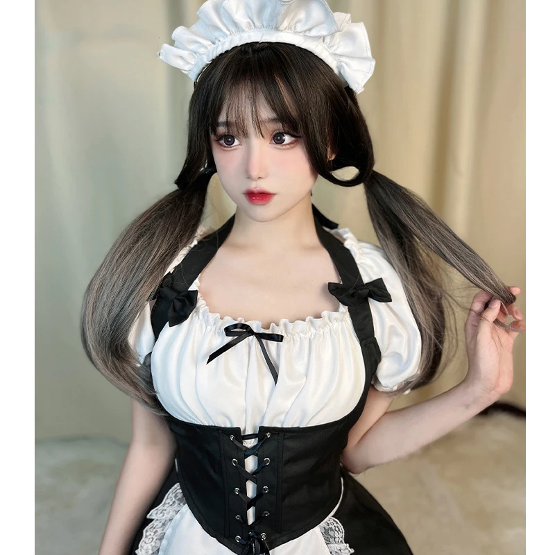 Lolita Maid Black White Dress Anime Cosplay Costumes cameriera medievale Kawaii Sexy Uniform Halloween Party Performance Carnival