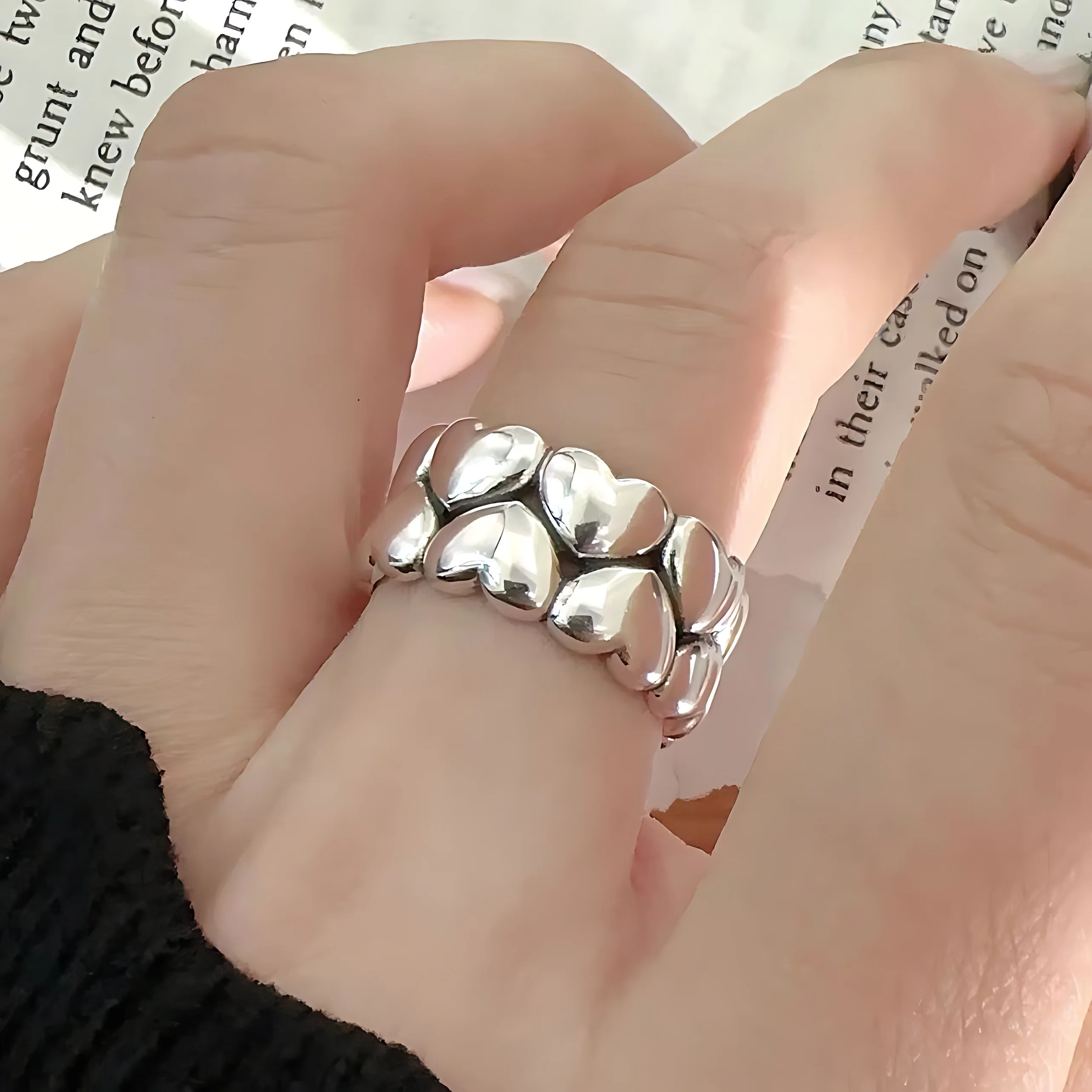 Bfclub 925 Sterling Zilveren Ringen Voor Vrouwen Geometrische Retro Hart Minimalistische Ring Feestsieraden Geschenken