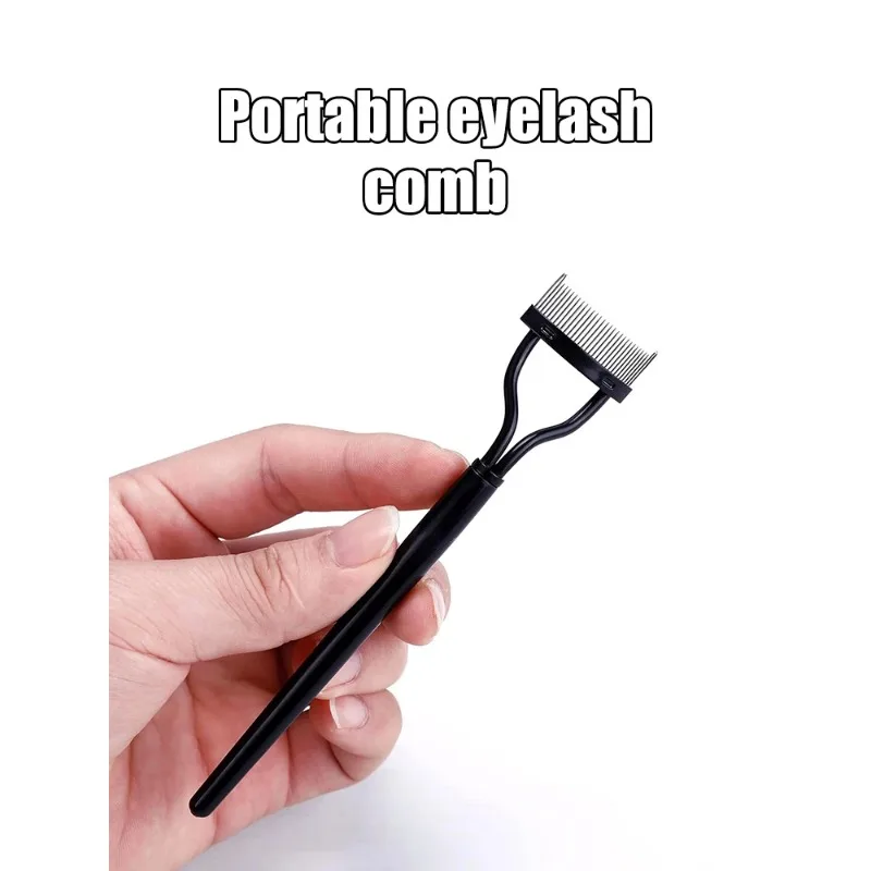 Pettine per ciglia con ago in acciaio da 1/2 pezzi, spazzola per ciglia per innesto portatile semi-arco, strumenti per lo stampaggio delle ciglia, ausili per ciglia finte