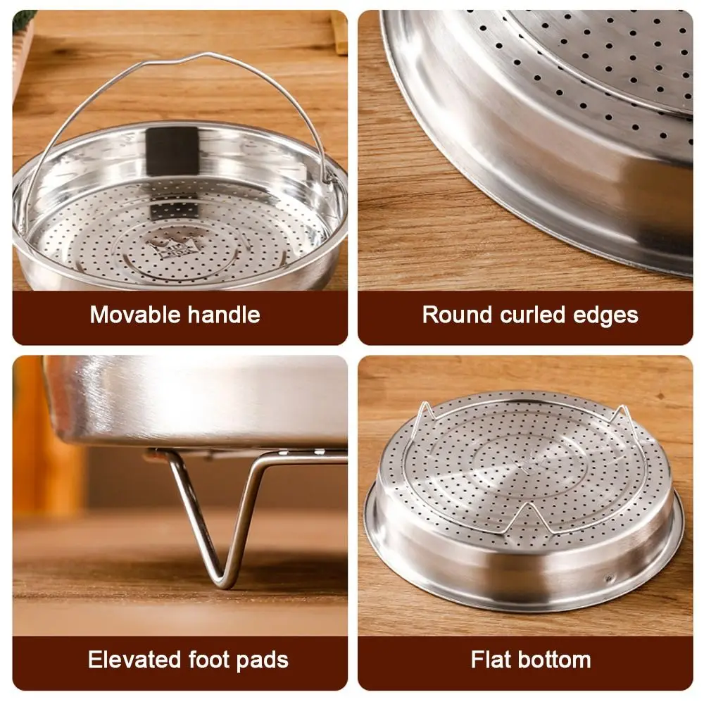الفولاذ المقاوم للصدأ الغذاء البخاري سلة قدر الضغط سلة باخرة مع مقبض تبخير شبكة استنزاف تجفيف أواني الطبخ