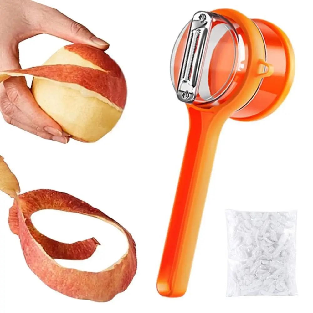 

Multifunctional Vegetables Peeling Tool Manual with 500pcs Disposable Food Cover Fruit Peeler with Storage Box Sharp Paring