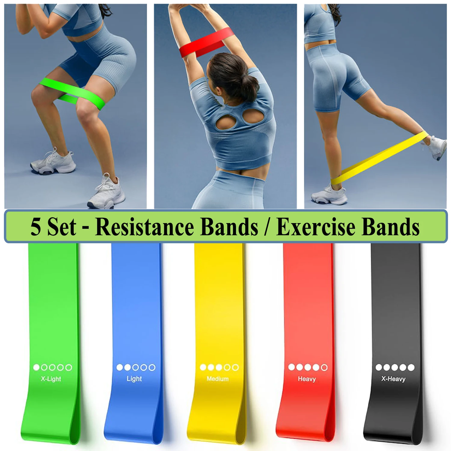 Juego de bandas de resistencia de 5 niveles para hombre y mujer, bandas de ejercicio para gimnasio en casa, ejercicio, entrenamiento, Yoga, Fitness,