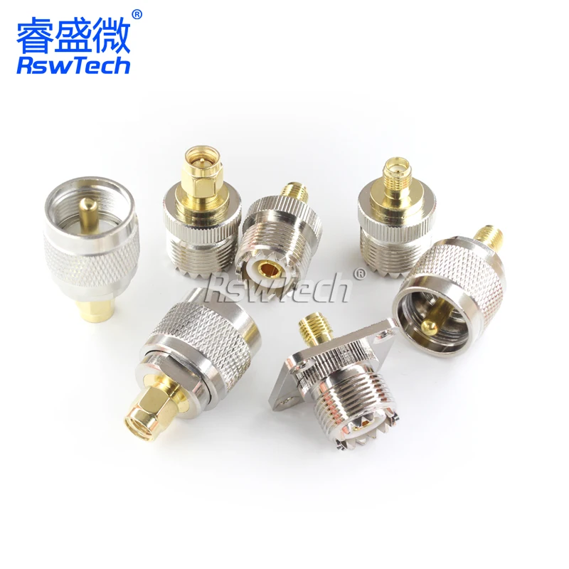 SMA/BNC/UHF-UHF-JJ/JK/KK Mini Female and Male RF Coaxial Straight Elbow Adapter 4 Hole Flange Connector