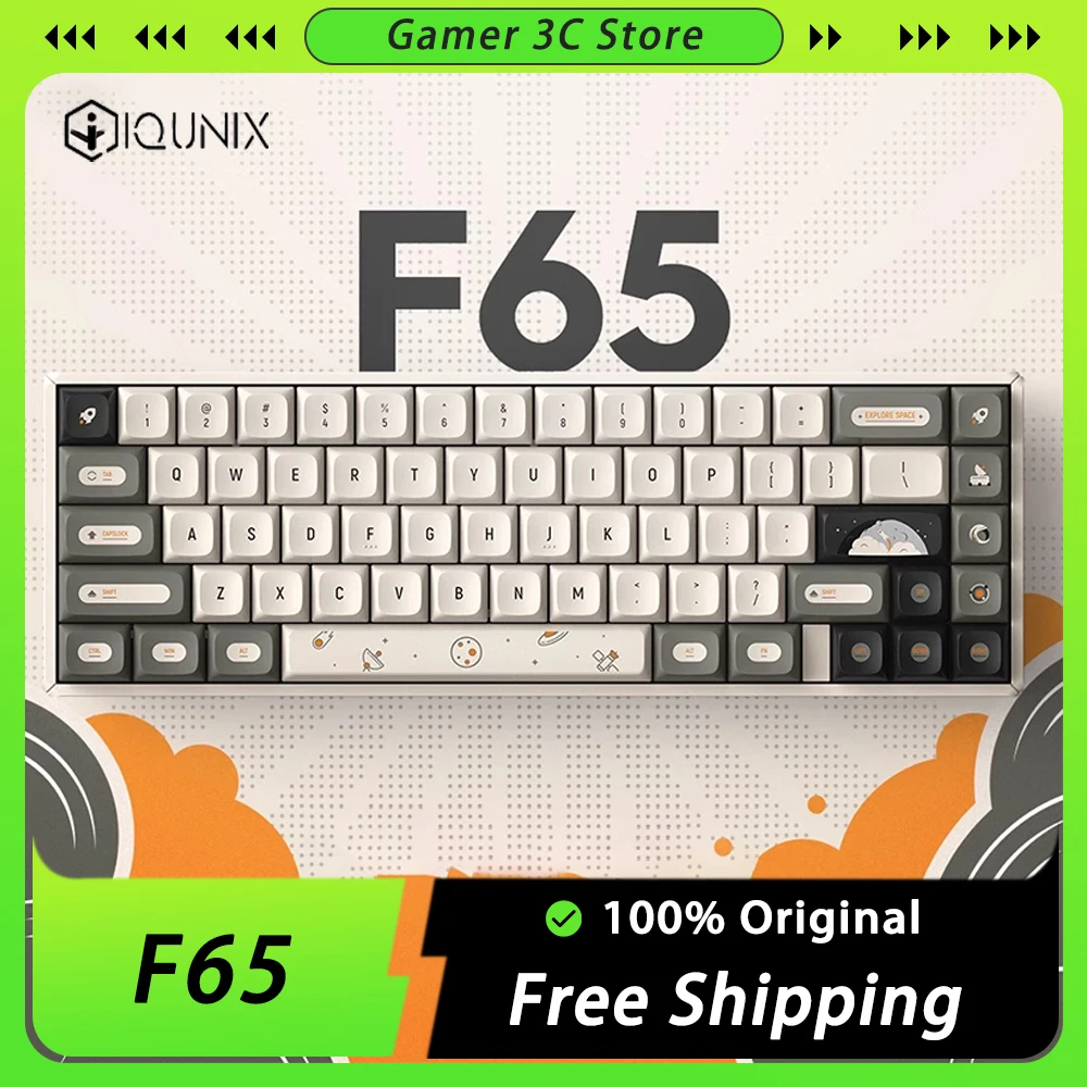 

IQUNIX F65 Wireless Mechanical Keyboard Aluminum Three Mode Hot Swap Gaming Keyboard Dynamic RGB Ergonomics Pc Gamer Office Mac