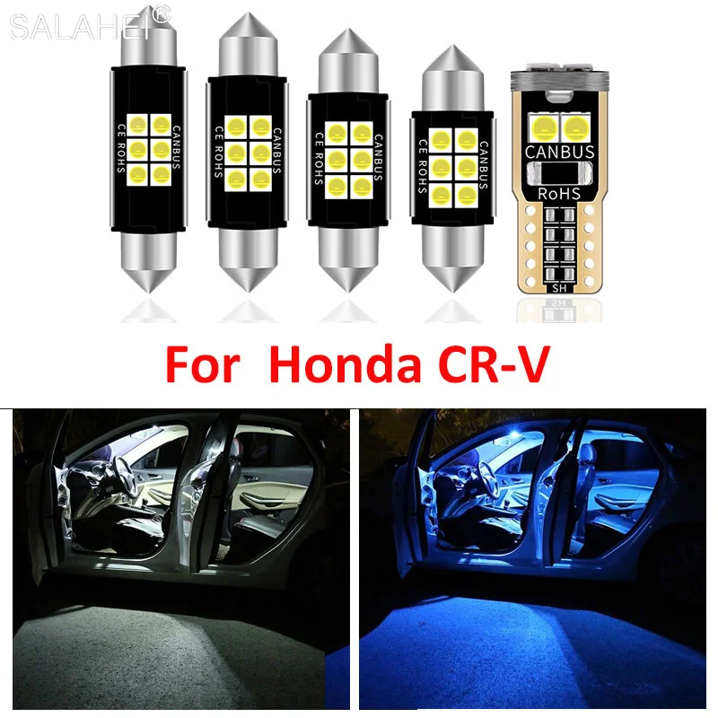 8PCS LED Interior Map Dome Light Kit For 2007-2009 2010 2011 2012 Honda CR-V Footwell Trunk License Plate Door Sun Visor Lamp