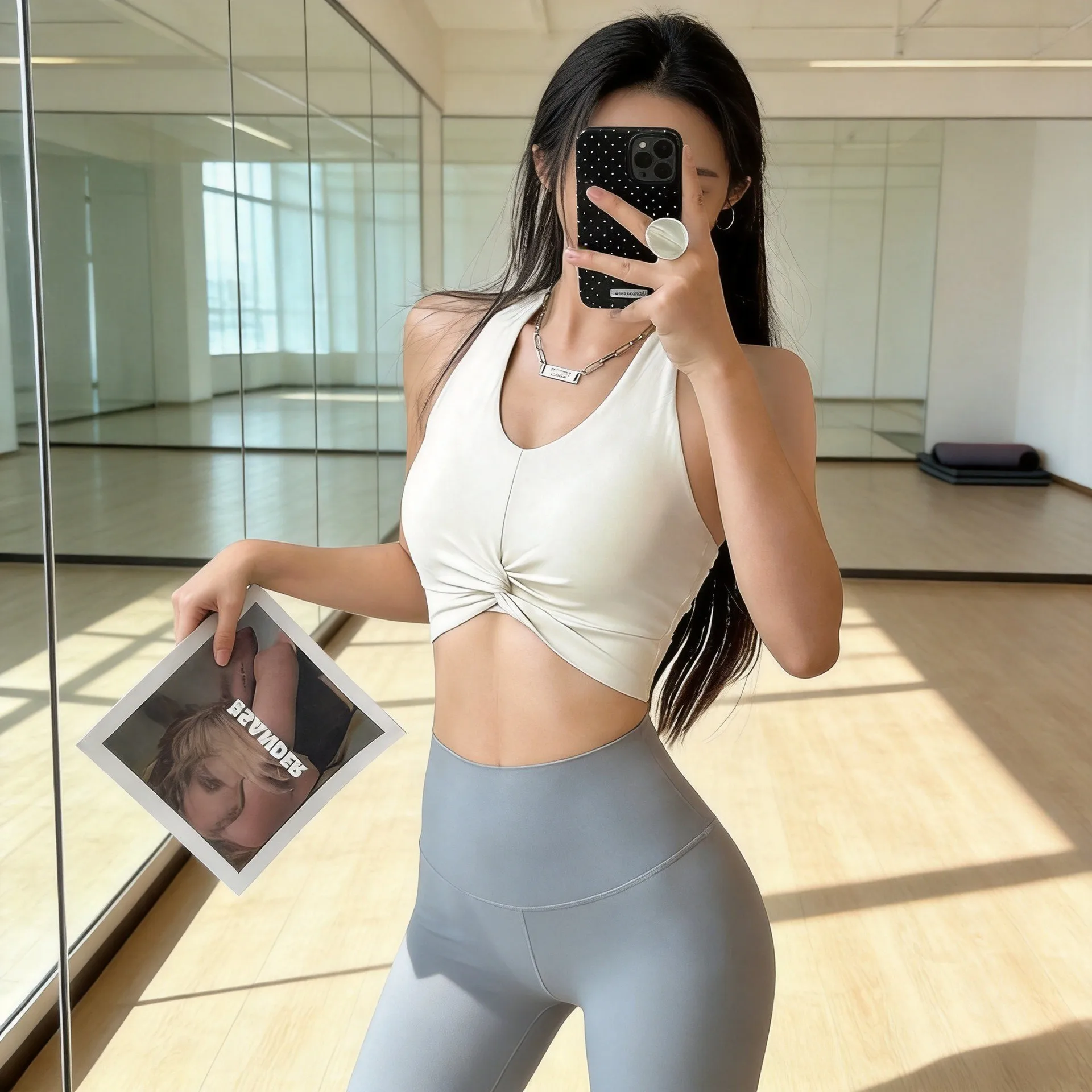 Folded Integrated Yoga Neck Beauty Back Sports Shock-proof Vest With Chest Pad Training Fitness Sports Underwear