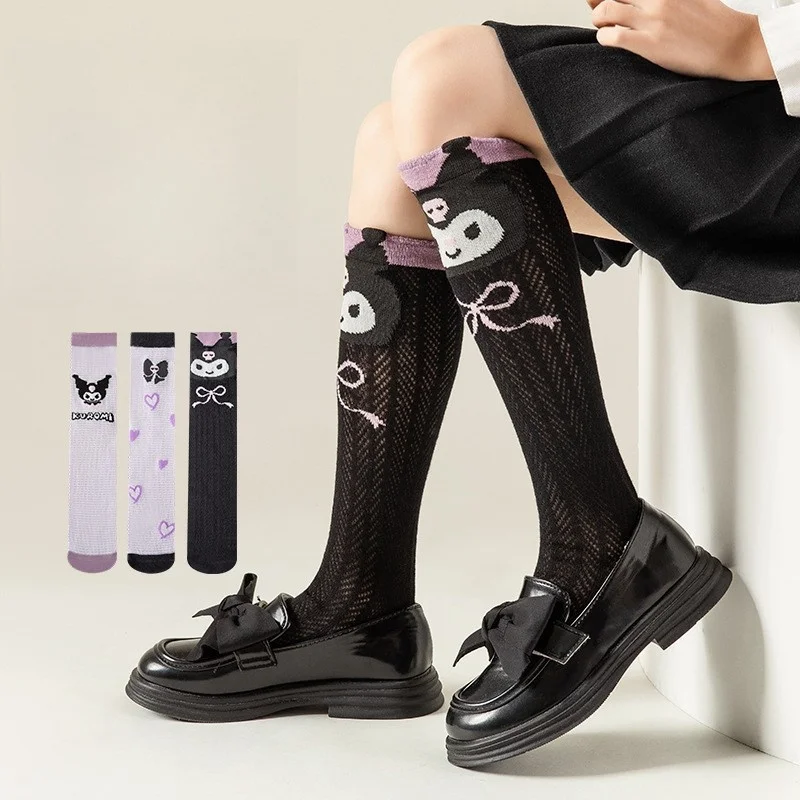 

Cute Sanrio Kuromi Purple Knee Long Socks Kawaii Cartoon Anime Kuromi Children Toddler Middle Tube Socks Gift