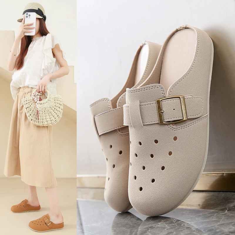 

Летняя дышащая полуслиповая обувь, повседневная и универсальная верхняя одежда, тапочки, легкие и прочные женские сандалии