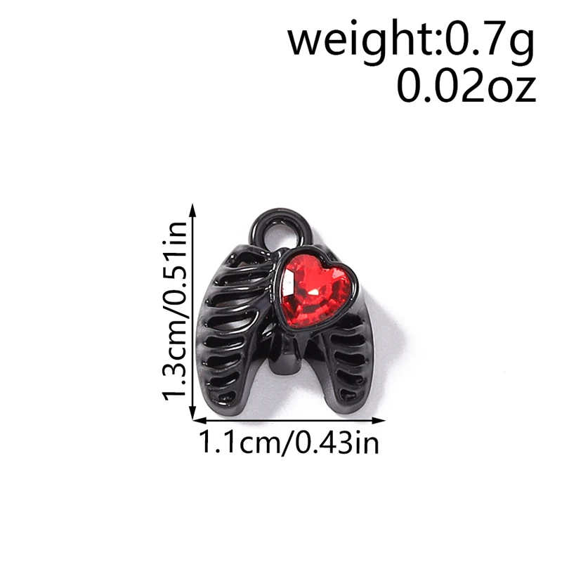 5 Stück Niedliche Kristall-Metall-Herzanhänger mit Flügeln für Schmuckherstellung, Ohrringe, Anhänger, Halsketten, Armbänder, DIY-Bastelzubehör – Detail 5