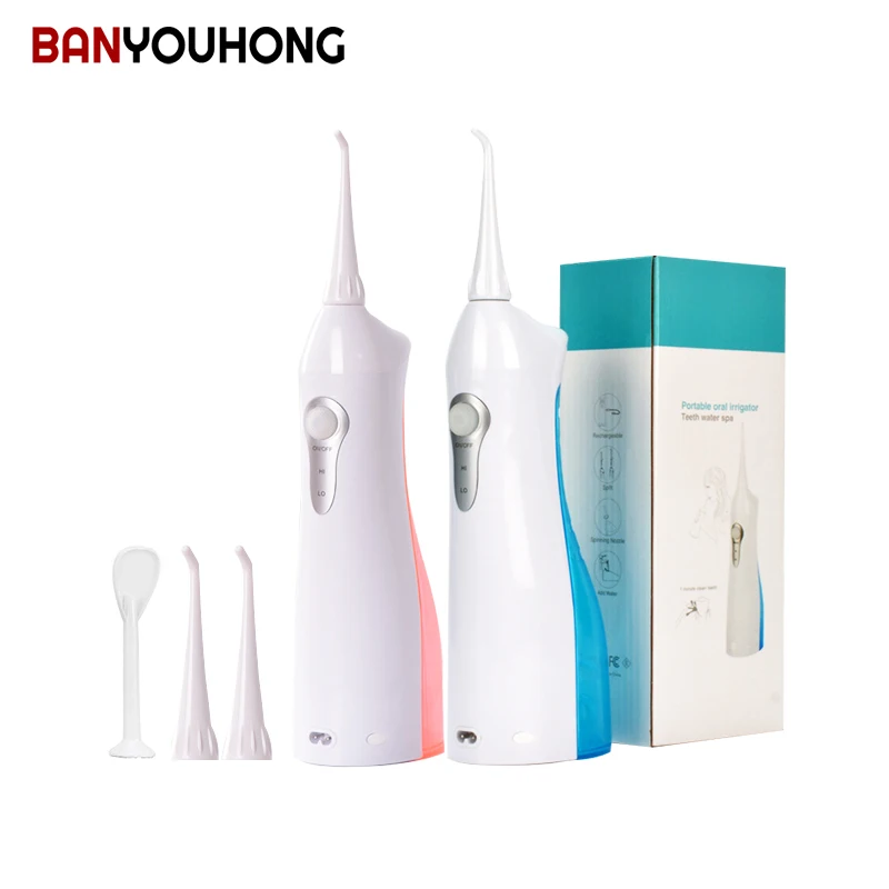Penyemprot Mulut Elektrik Portabel Dapat Diganti Scaler Gigi Flosser Air Flosser Gigi 150ML Tangki 360 ° Nozel Berputar