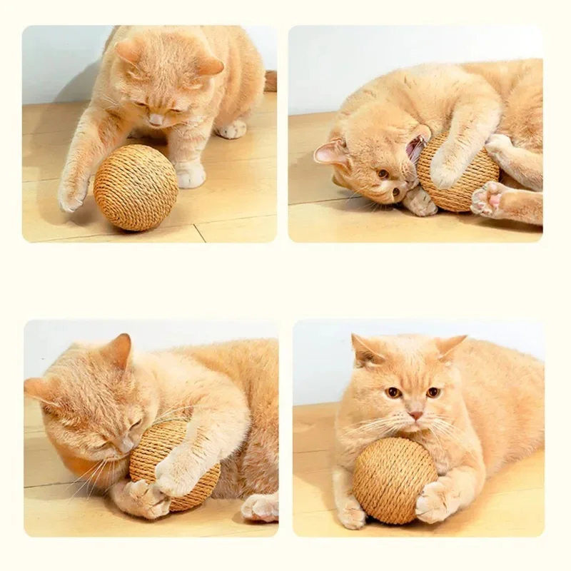 Interactive Sisal Cat Scratching Ball Toy For Kitten Teeth Cleaning Anti Bite 10CM Super Big Cat Ball Sounding Toy Pet Supplies - view 4