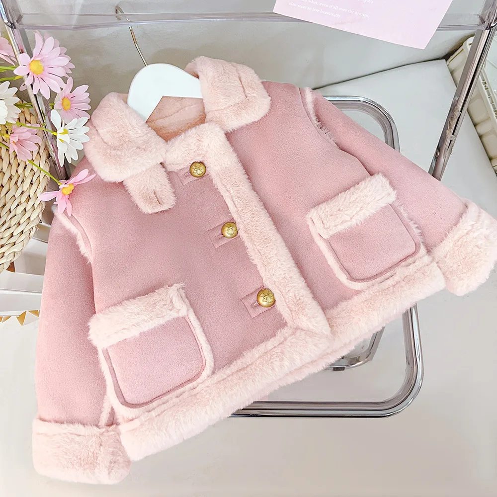 فتاة سميكة سترة الخريف الشتاء جديد المخملية معطف قصير نمط رشاقته الدفء معطف Kawaii ملابس الأطفال #4