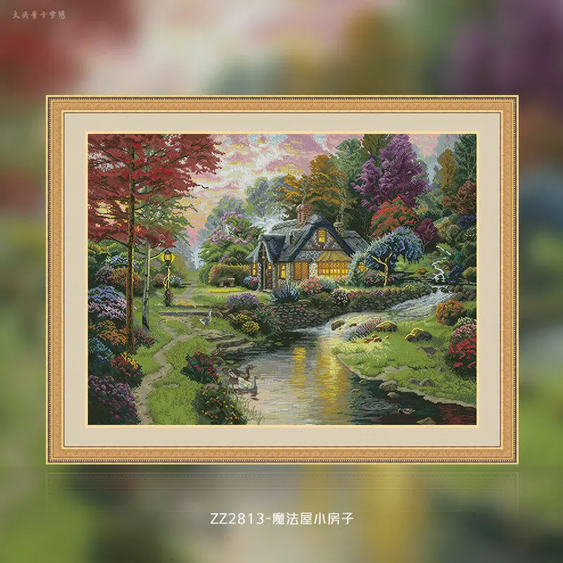 [ZZ2813-Magic House Small House] DIY Cross Stitch Kit 14CT 16CT 11CT, Creative Needlework Project, Hand Embroidery