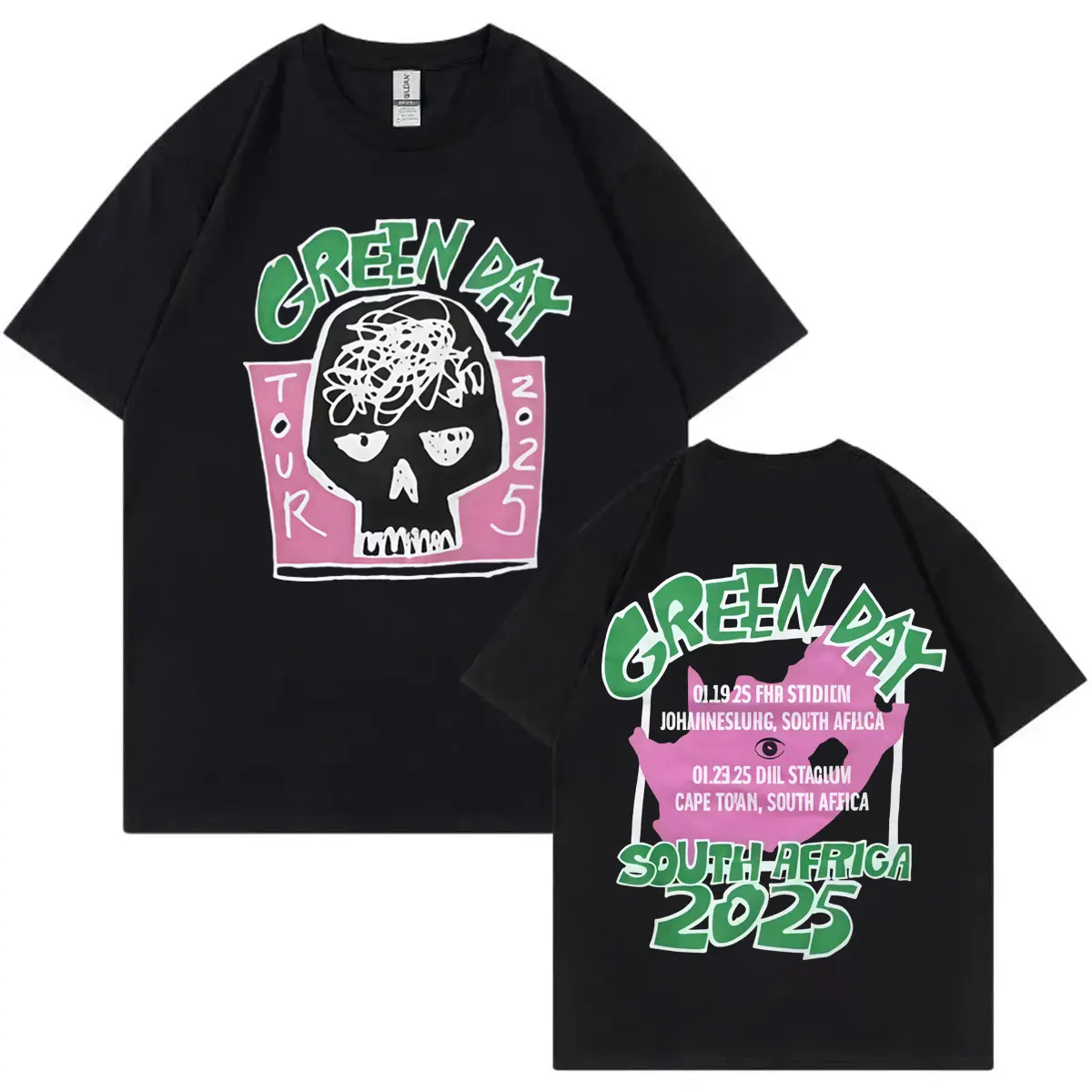 

Rock Band Green Day Tour 2025 Double Sided Graphic T Shirts Men Women Clothing Fashion Y2k T-shirt Summer Casual Loose T-shirts