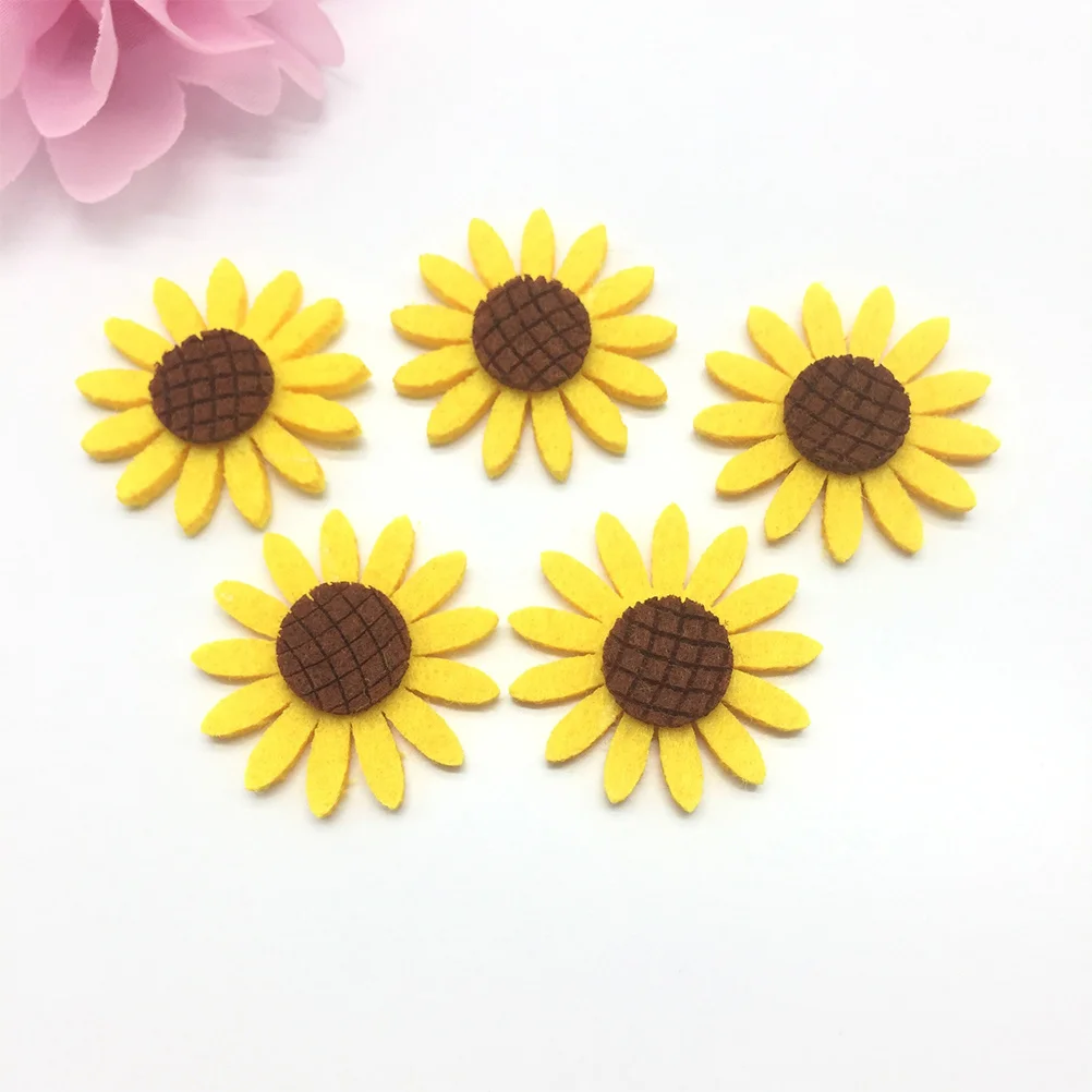 36Pcs Sunflower Corsage Detailed Craft Flower Sticker DIY Fashion Decor for Women Jackets Hats Bags Bright Yellow