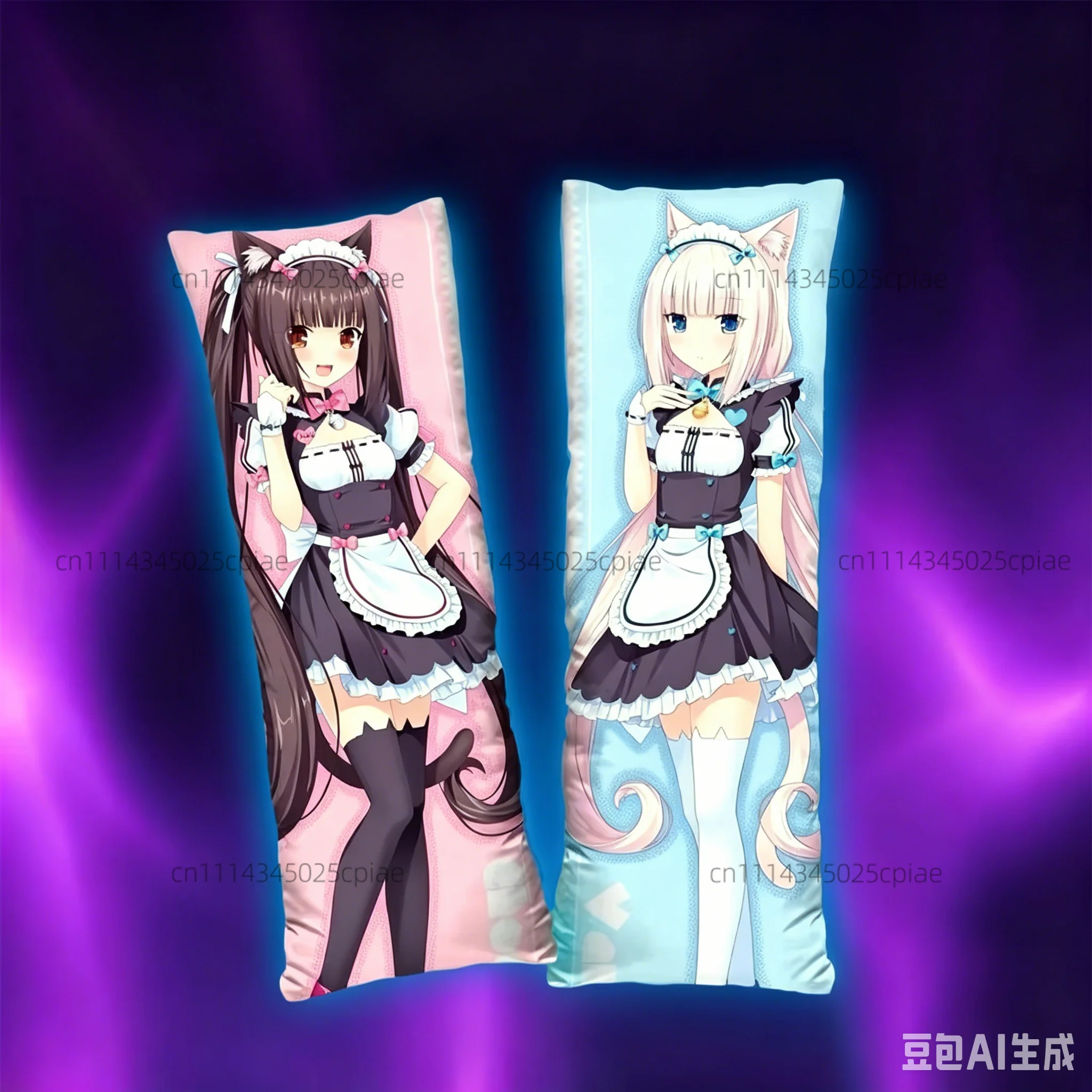 Anime Nekopara Cat Maid Girl Body Pillowcase Double-Sided Print Life-Size Pillow Cover Bedroom Chocola Dakimakura Cushion Cover