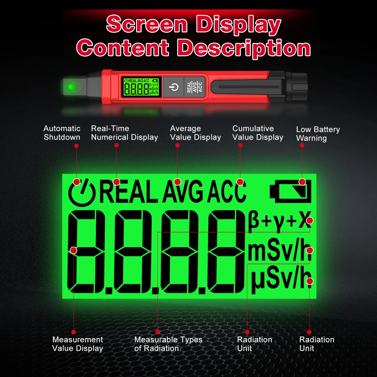 HABOTEST HT81 Детектор ядерного излучения Ручка Портативный счетчик Гейгера Дозиметр для тестирования серанины, руды, драгоценных камней