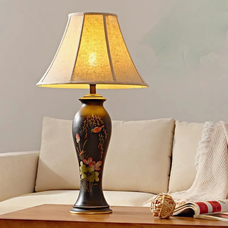 

Ceramic painted Table Lamps Japanese Chinese Vase Vintage Design Bedroom Bedside Lamp Living Room desk Decor Table Lighting